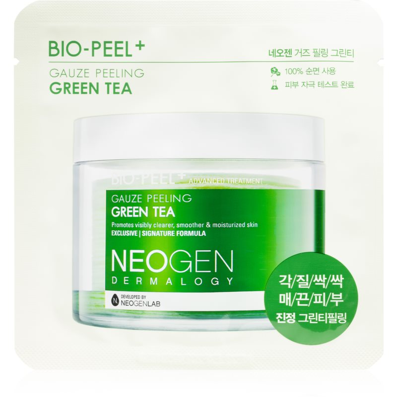 Neogen Dermalogy Bio-Peel+ Gauze Peeling Green Tea eksfoliaciniai vatos diskeliai spindesiui ir drėkinimui suteikti 8 vnt.