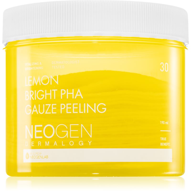 E-shop Neogen Dermalogy Clean Beauty Gauze Peeling Lemon Bright PHA peelingové pleťové tamponky pro rozjasnění a vyhlazení pleti 30 ks