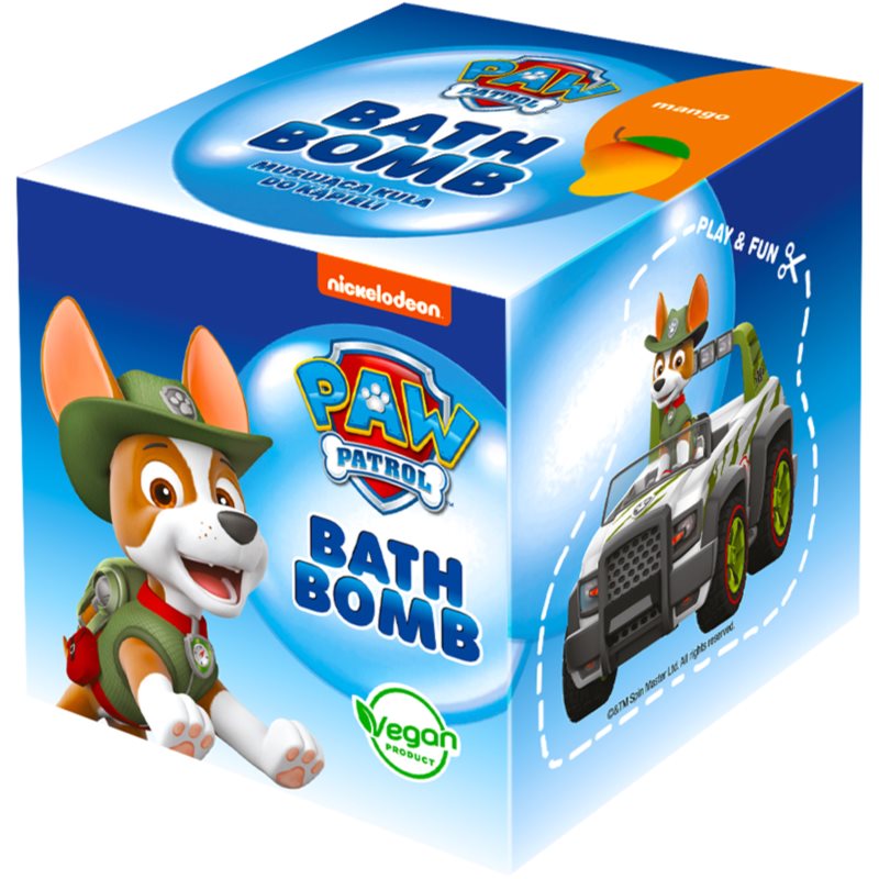 Nickelodeon Paw Patrol Bath Bomb vonios burbulas vaikams Mango - Tracker 165 g