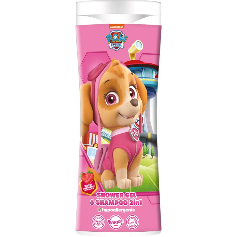 Nickelodeon Paw Patrol Shower gel& Shampoo 2in1 šampon in gel za prhanje za otroke Strawberry 300 ml