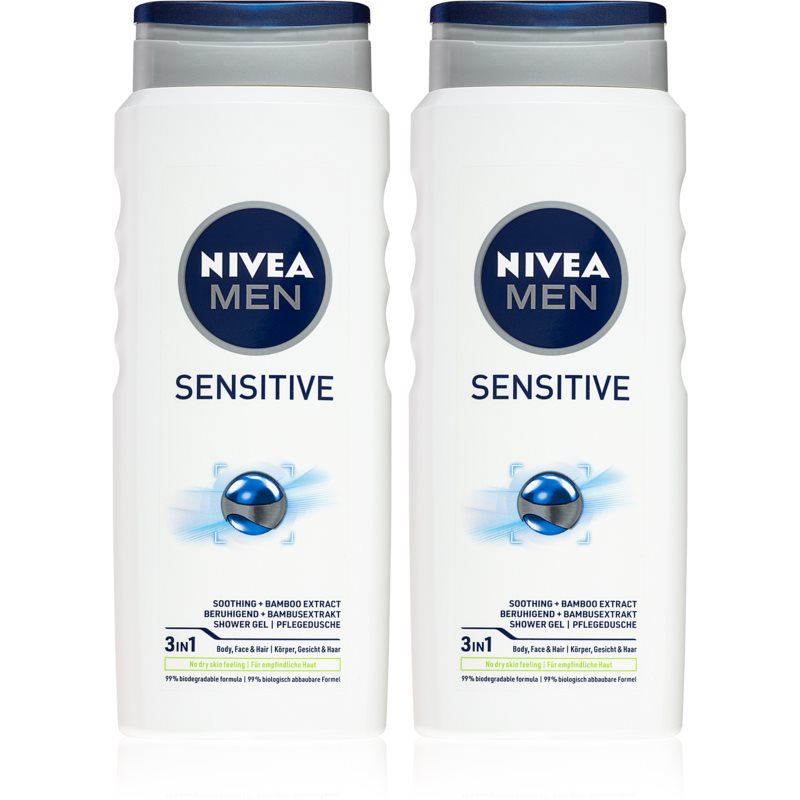 Nivea Men Sensitive Duschgel för kropp och hår (Ekonomiförpackning) 2x500 ml male