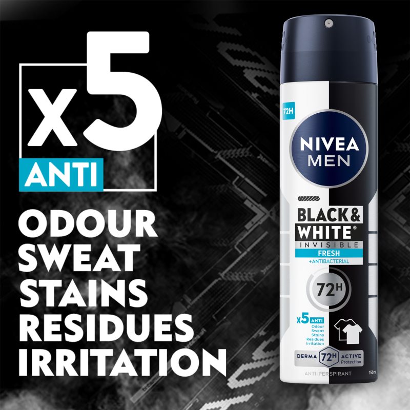 Nivea Men Invisible Black & White антиперспірант спрей Fresh 150 мл