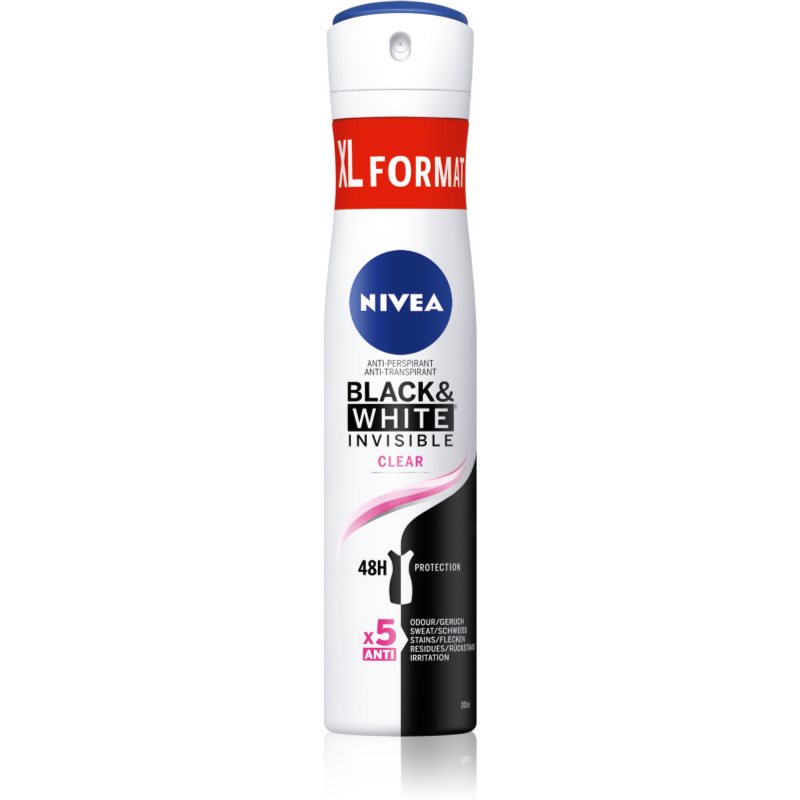 Nivea Black & White Invisible Clear izzadásgátló spray hölgyeknek 200 ml