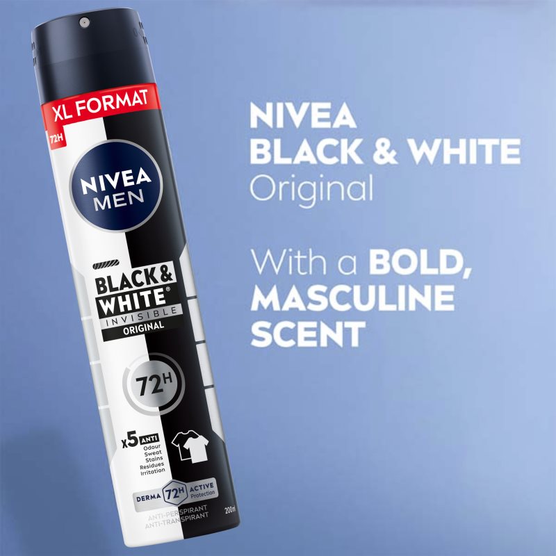 Nivea Men Black & White Invisible Original Antiperspirant Spray For Men 200 Ml