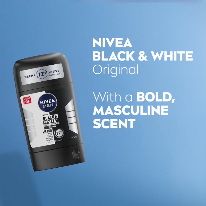 Nivea Men Black & White Invisible Original твердий антиперспірант для чоловіків 50 мл