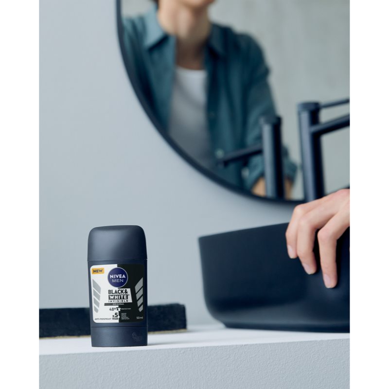 Nivea Men Black & White Invisible Original твердий антиперспірант для чоловіків 50 мл