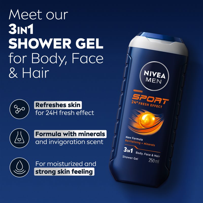 Nivea Men Sport shower gel with minerals for men 250 ml