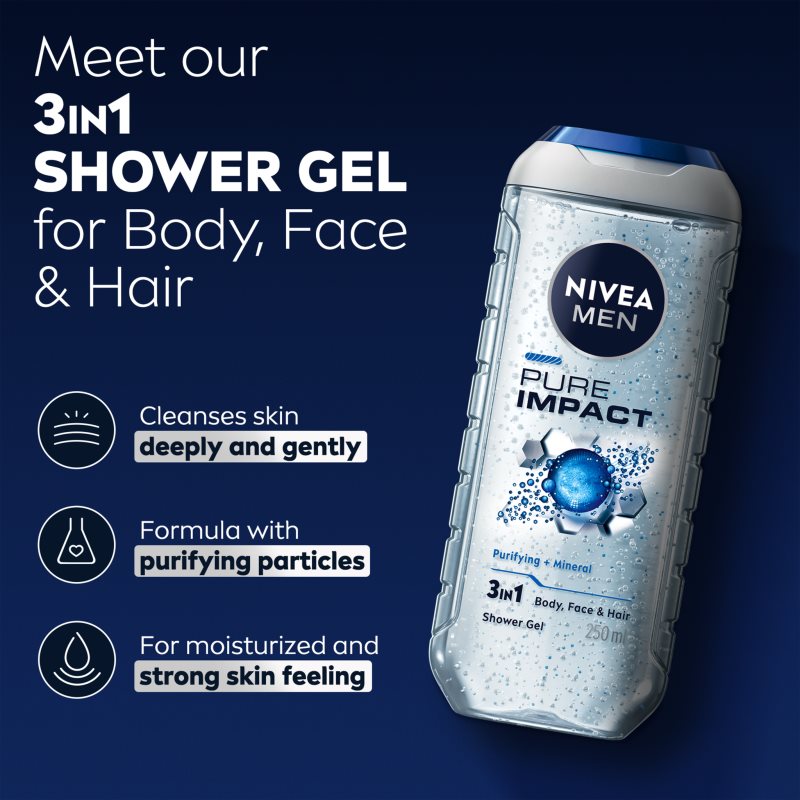 Nivea Men Pure Impact гель для душу для чоловіків 250 мл