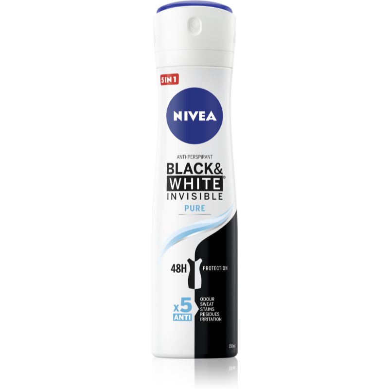 Nivea Invisible Black & White Pure antiperspirant in dezodorant proti belim in rumenim madežem 150 ml