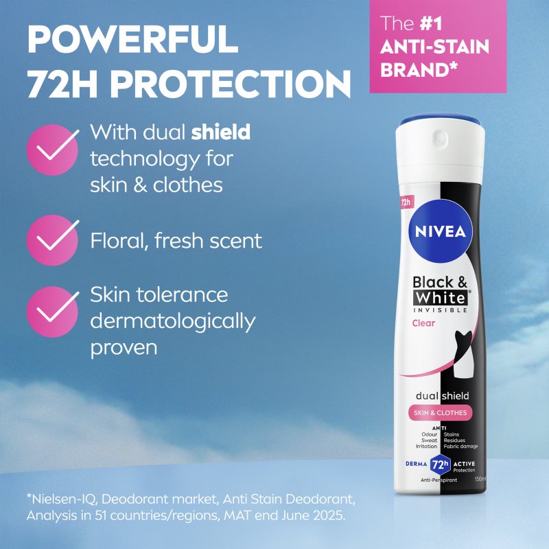 NIVEA Invisible Black & White Clear Antiperspirant im Spray für Damen 250 ml (Bild 2)
