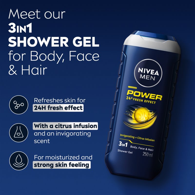 Nivea Power Refresh shower gel 250 ml