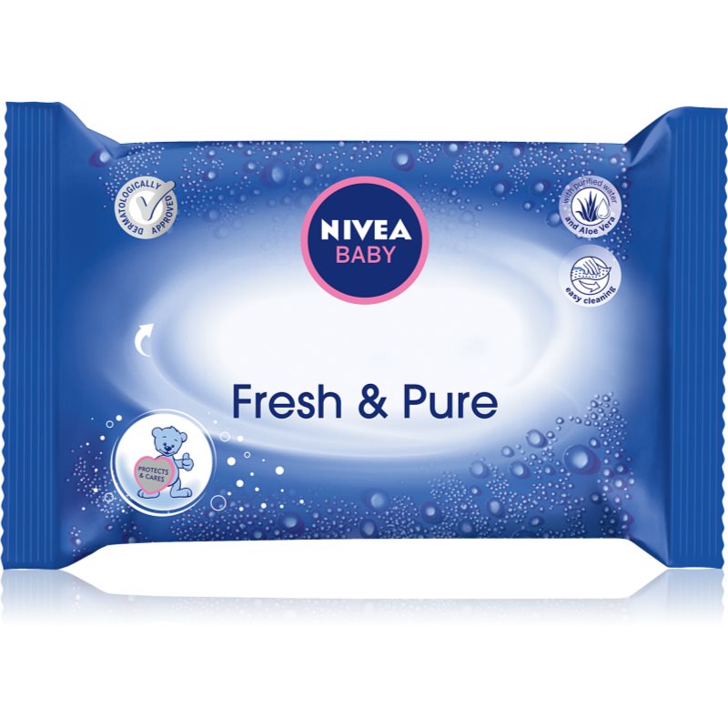 Nivea Baby Fresh & Pure tisztító törlőkendő Aloe Vera tartalommal 63 db