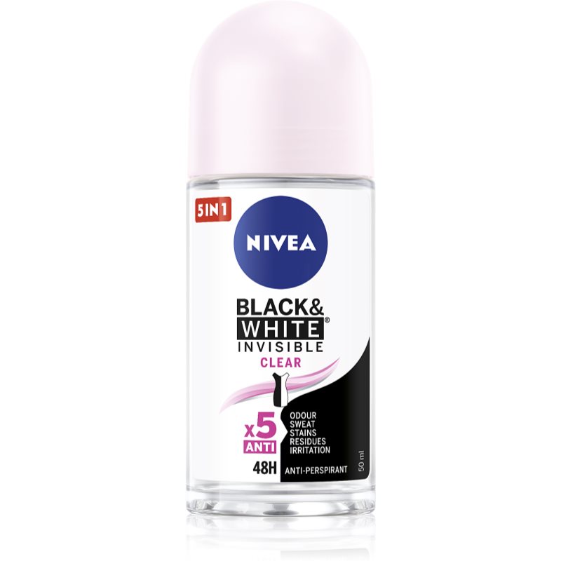 Nivea Invisible Black & White Clear kuličkový antiperspirant pro ženy 50 ml
