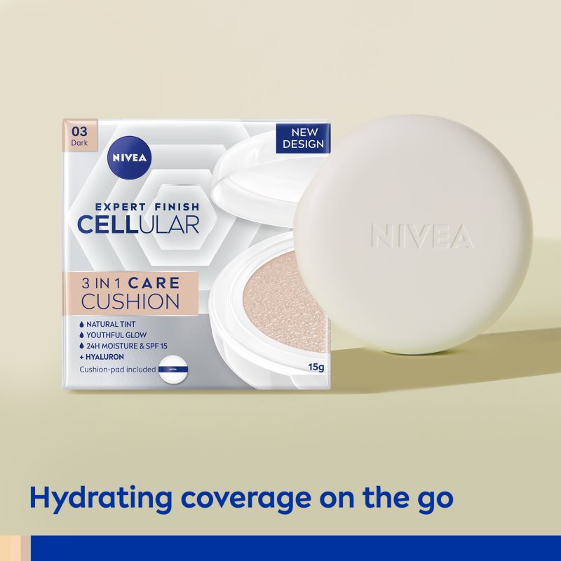 Nivea Hyaluron Cellular Filler Cushion Cushion Foundation 3-in-1 Shade 03 Dark 15 G