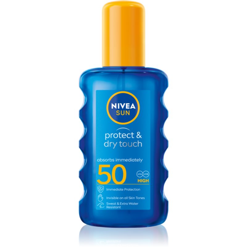 Nivea Sun Protect & Dry Touch spray transparent pentru bronzat SPF 50 200 ml