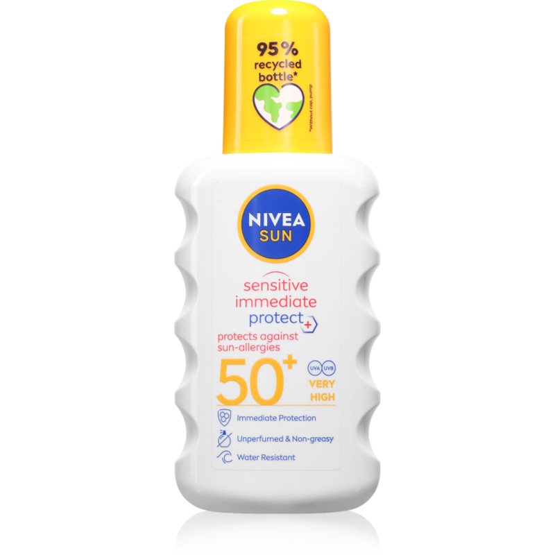 NIVEA SUN Sensitive Immediate sprej na opalování Sensitive SPF 50+ 200 ml