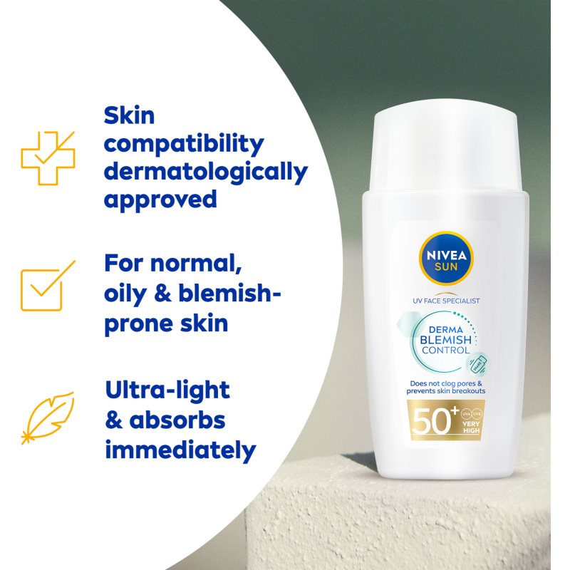 Nivea SUN Derma Skin Clear facial sunscreen for skin with imperfections SPF 50+ 40 ml
