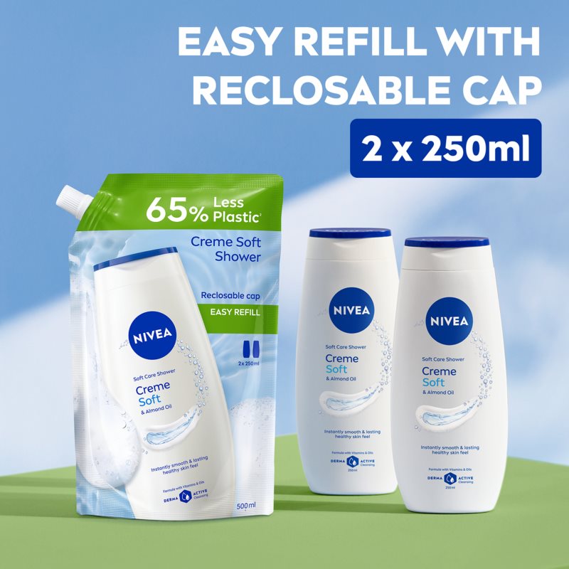 NIVEA Creme Soft krémový sprchový gel – náhradní náplň 500 ml (obrázek 4)