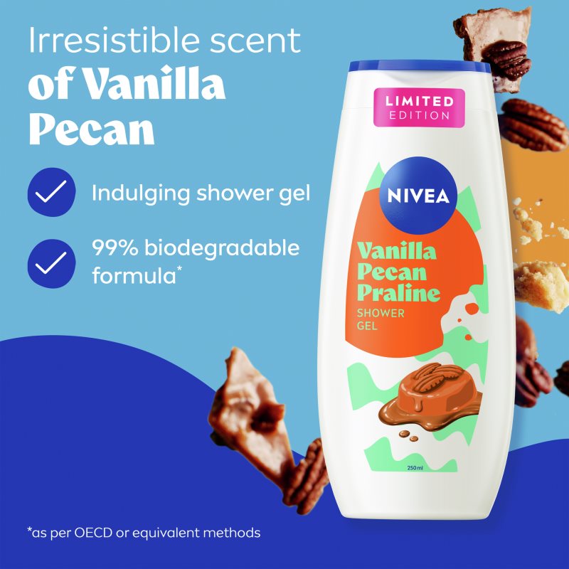 NIVEA Vanilla Pecan Praline sprchový gel 250 ml (obrázek 3)