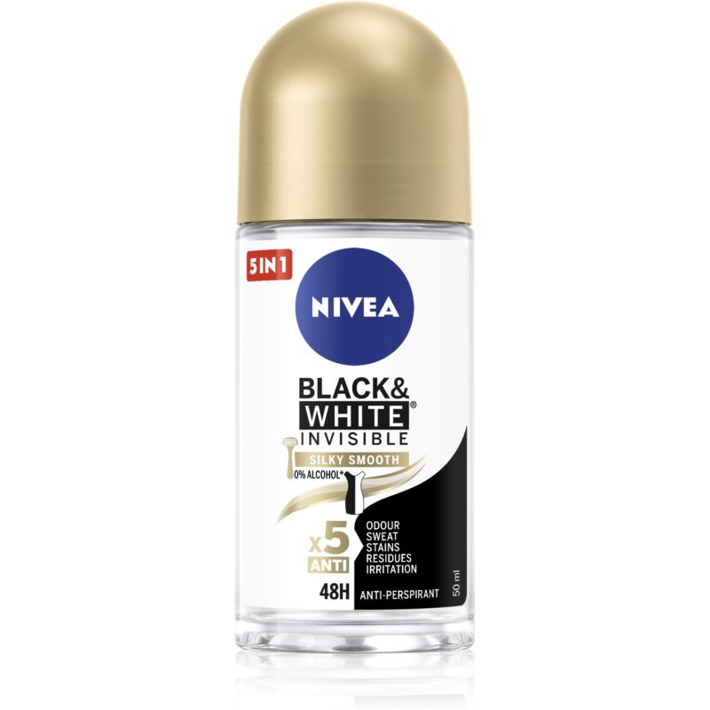 Nivea Invisible Black & White Silky Smooth Antitranspirant Deoroller für Damen 50 ml