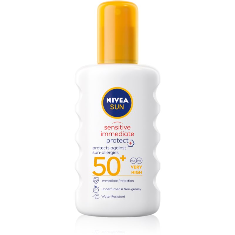 Nivea Sun Protect & Sensitive ochranný sprej na opaľovanie SPF 50+ 200 ml