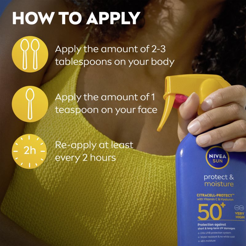 NIVEA SUN Protect & Moisture hydratačný sprej na opaľovanie SPF 50+ 250 ml (obrázok 6)