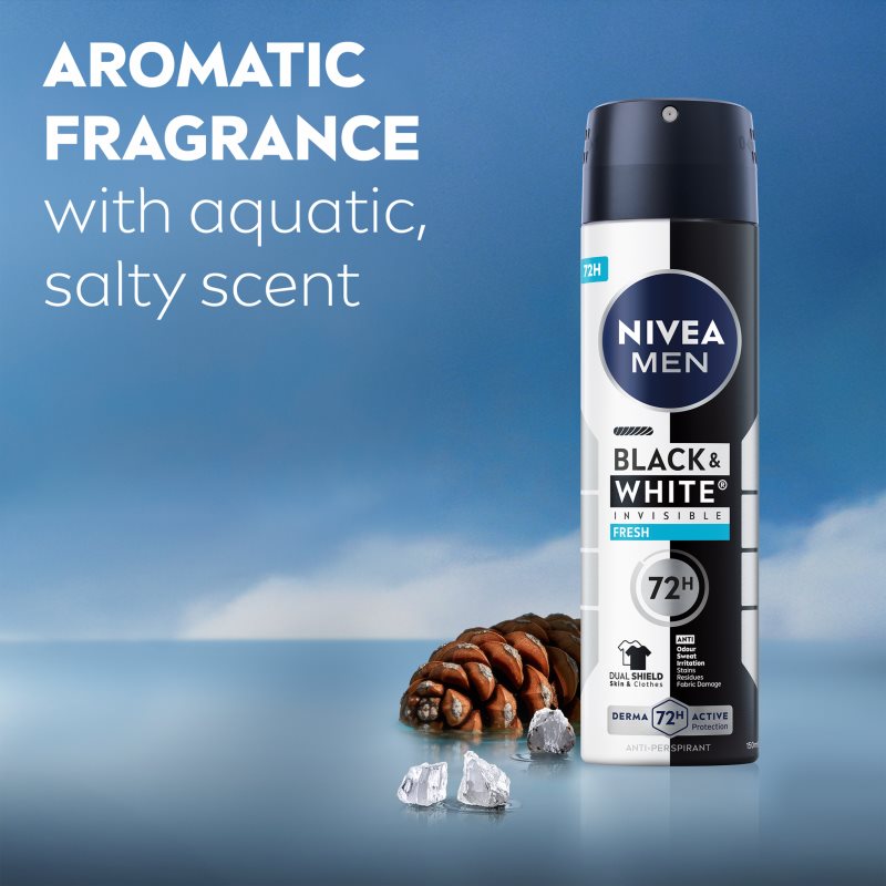 Nivea Men Invisible Black & White Antitranspirant-Spray Fresh 150 ml (Bild 3)