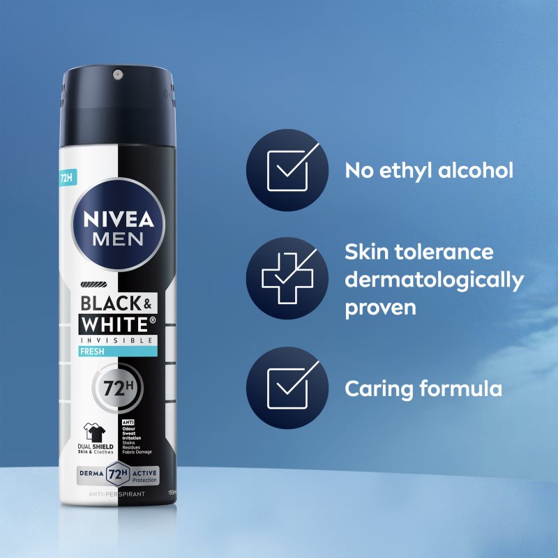 Nivea Men Invisible Black & White Antitranspirant-Spray Fresh 150 ml (Bild 5)