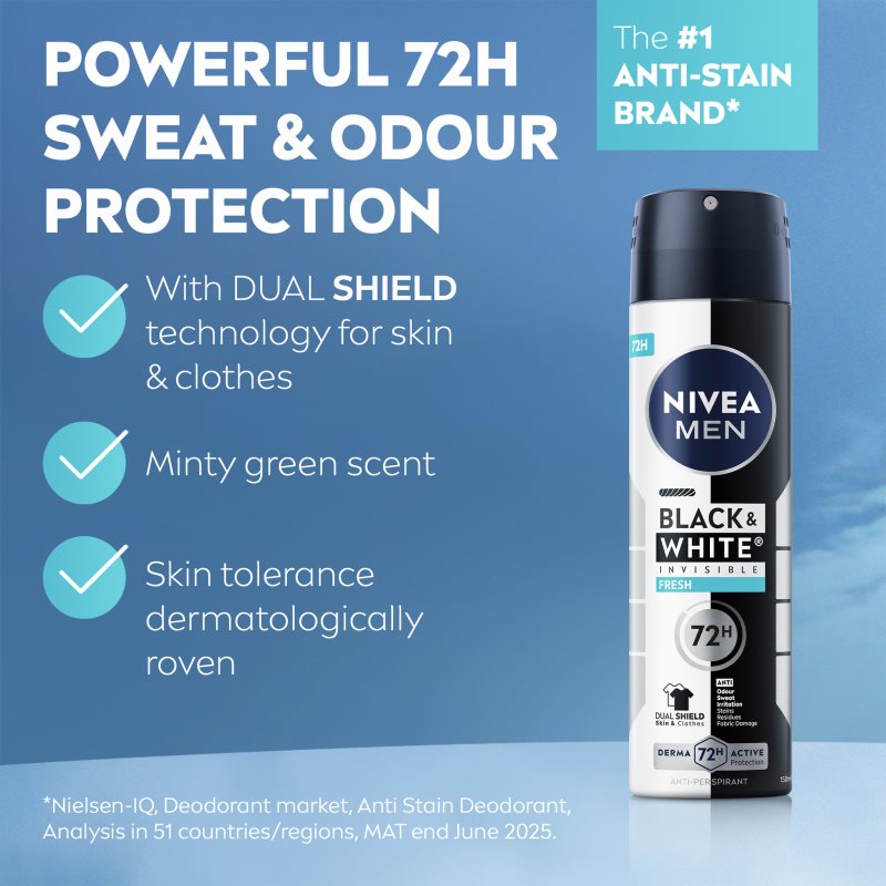 NIVEA MEN Black & White Fresh antiperspirant v spreji 200 ml