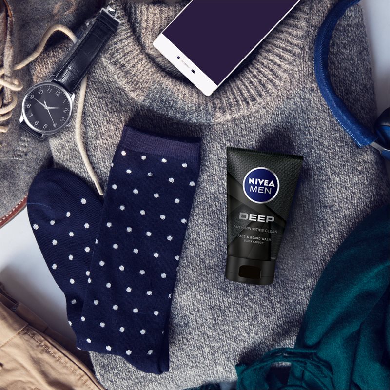 Nivea Men Deep очищуючий гель для обличчя та зони вусів для чоловіків 100 мл