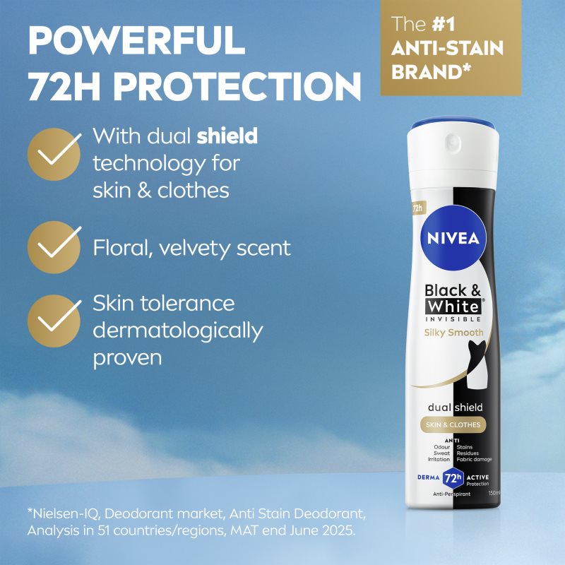 NIVEA Black & White Invisible Silky Smooth antiperspirant v spreji pre ženy 200 ml