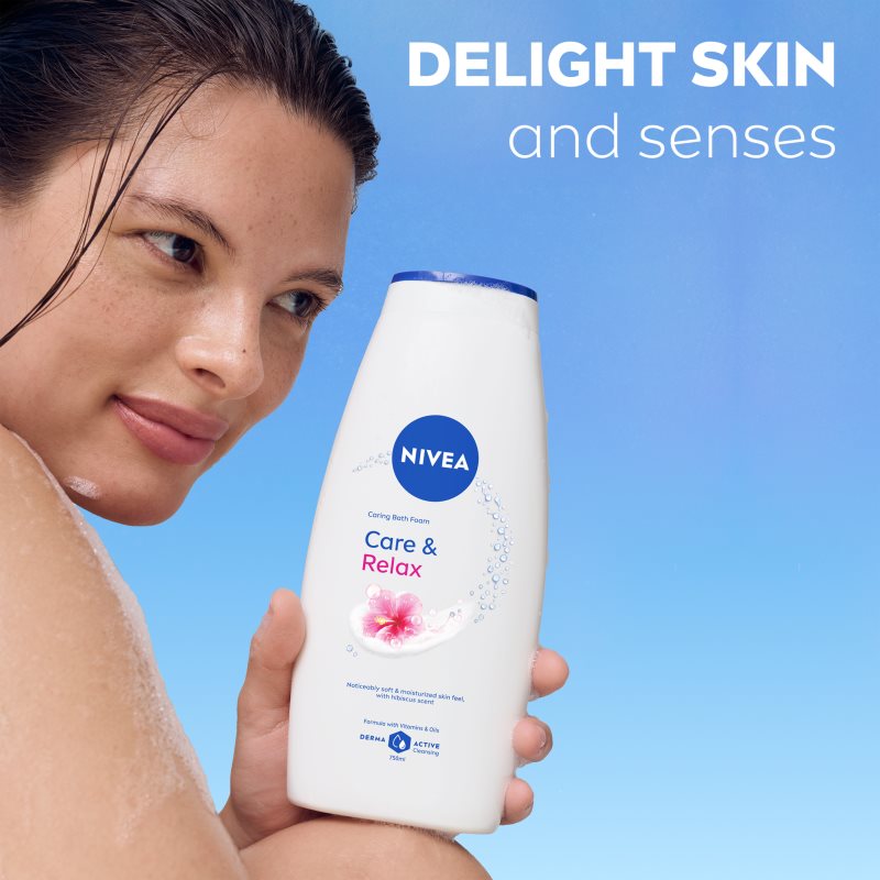 NIVEA Care & Relax pena do kúpeľa a sprchový gél 2v1 750 ml