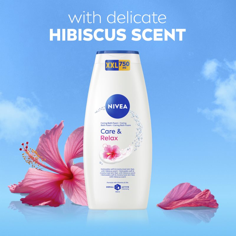 NIVEA Care & Relax pena do kúpeľa a sprchový gél 2v1 750 ml