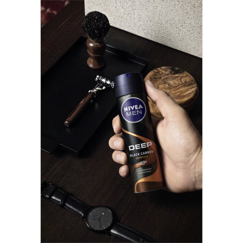 Nivea Men Deep Antiperspirant Spray For Men Black Carbon Espresso 150 Ml