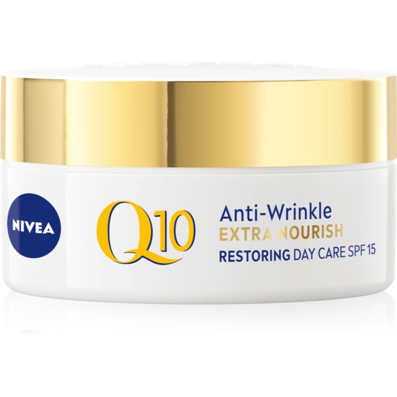 Nivea Q10 Power Anti-Wrinkle Extra Nourish SPF15 50 ml denný pleťový krém pre ženy na zmiešanú pleť; výživa a regenerácia pleti; proti vráskam