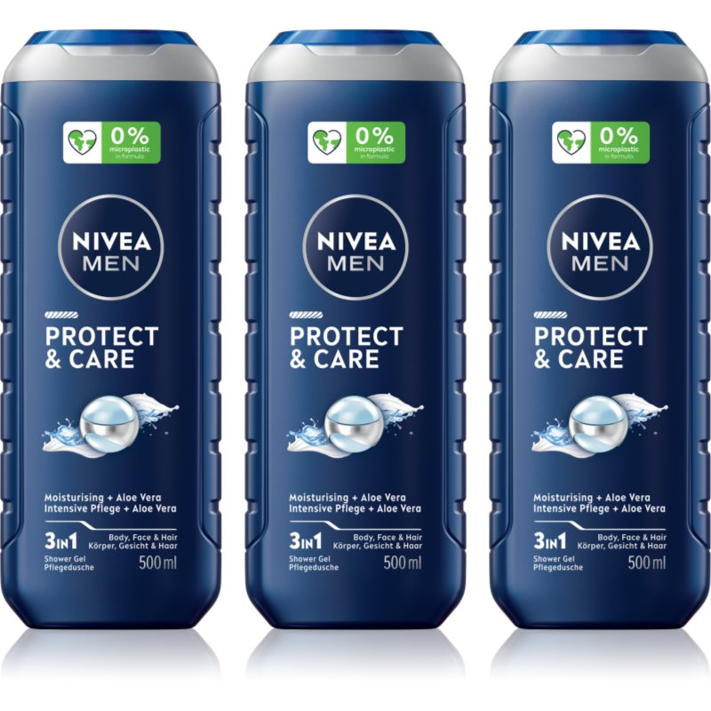 NIVEA MEN Protect & Care sprchový gel pro muže výhodné balení 3 x 500 ml