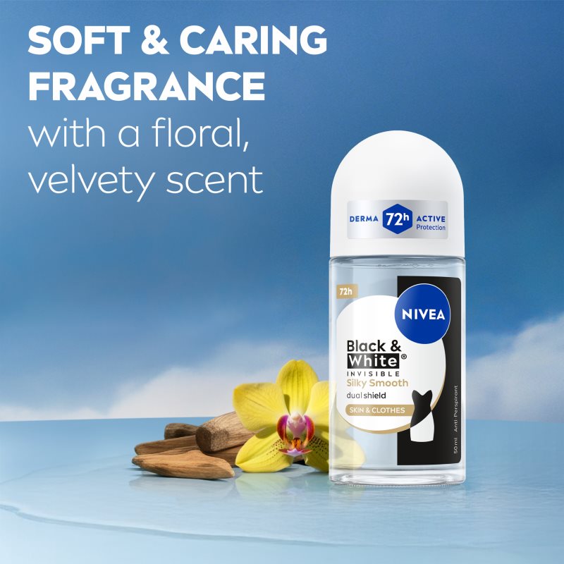 NIVEA Invisible Black & White Silky Smooth kuličkový antiperspirant pro ženy 50 ml (obrázek 3)