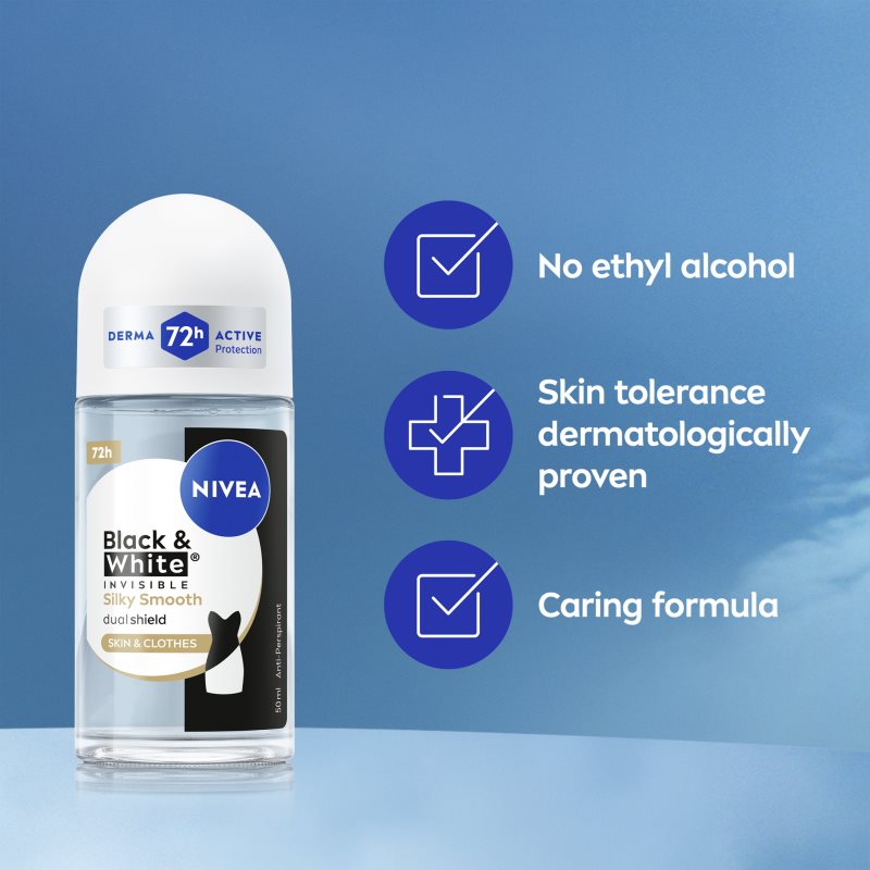 NIVEA Invisible Black & White Silky Smooth kuličkový antiperspirant pro ženy 50 ml (obrázek 7)