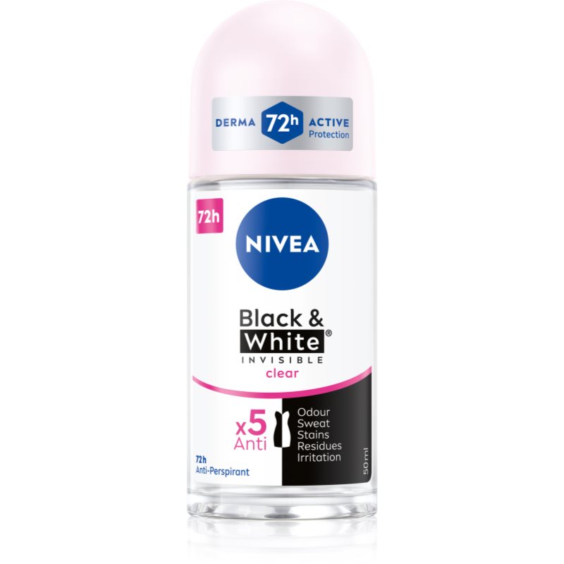 Nivea Invisible Black & White Clear kuličkový antiperspirant pro ženy 50 ml