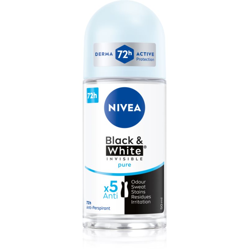 NIVEA Invisible Black & White Pure antiperspirant roll-on 48h 50 ml