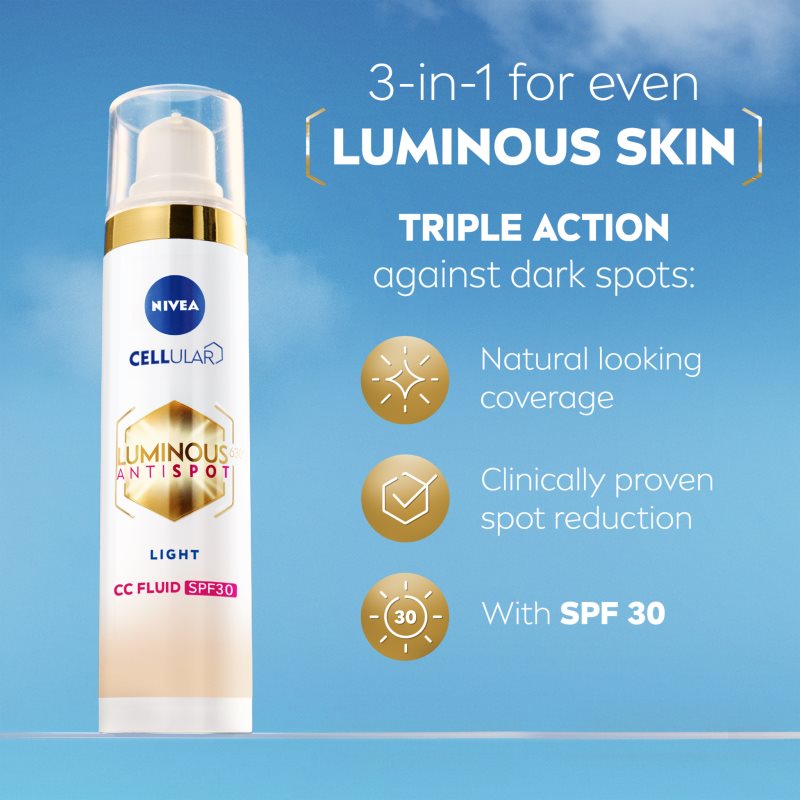 NIVEA Luminous 630 Anti Spot CC Crème Illuminatrice SPF 30 Teinte Light 40 Ml