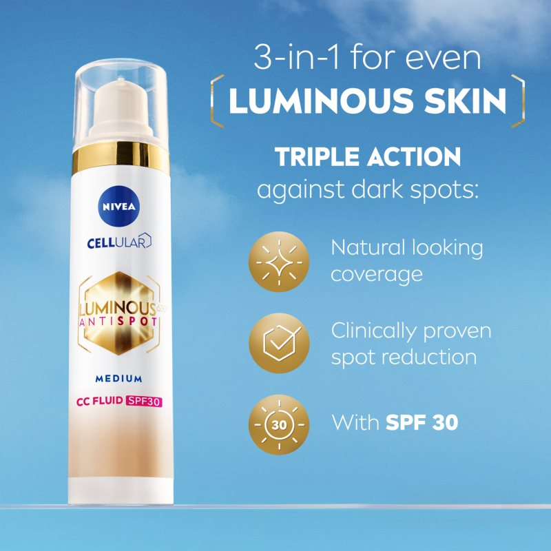 NIVEA Luminous 630 Anti Spot Brightening CC Cream SPF 30 Shade Medium 40 Ml