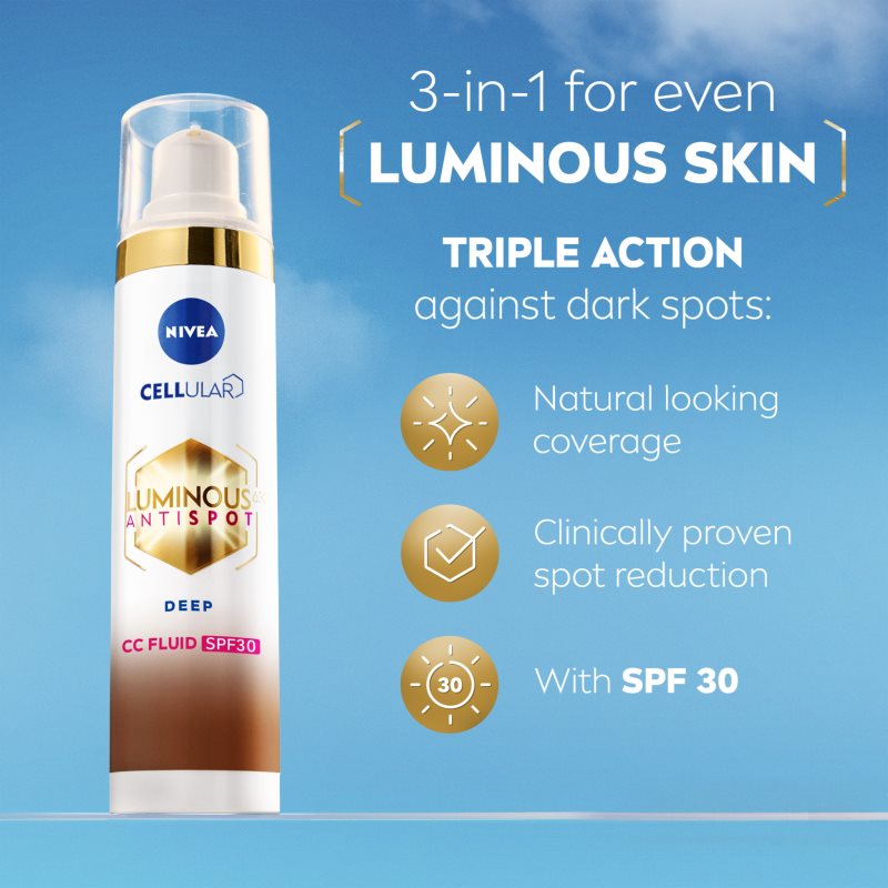 NIVEA Luminous 630 Anti Spot освітлюючий СС крем SPF 30 відтінок Deep 40 мл