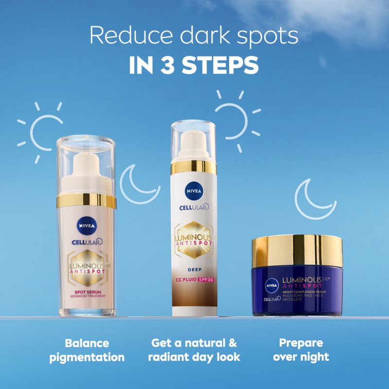 NIVEA Luminous 630 Anti Spot освітлюючий СС крем SPF 30 відтінок Deep 40 мл