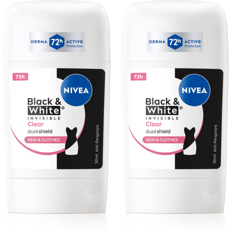NIVEA Black & White Invisible Clear antyperspirant w sztyfcie wygodne opakowanie