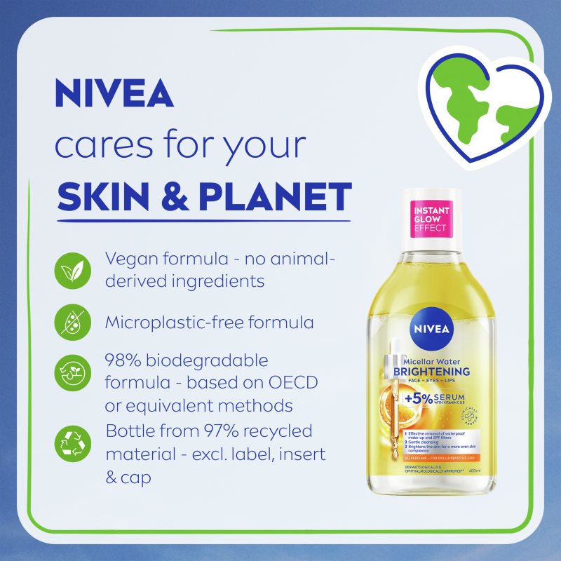 NIVEA Micellar Brightening čisticí micelární voda pro rozjasnění pleti 400 ml (obrázek 8)