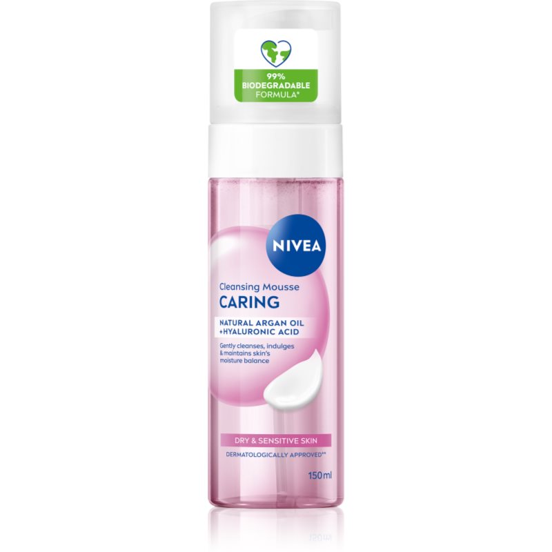 NIVEA Caring oczyszczająca pianka do twarzy do skóry suchej i wrażliwej 150 ml
