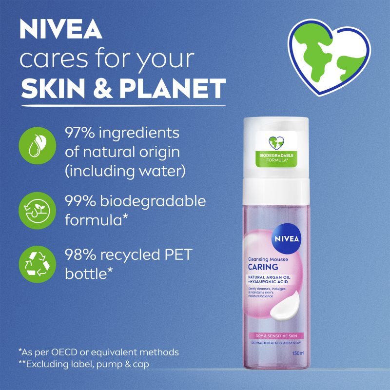 NIVEA Caring čistiaca pleťová pena pre suchú až citlivú pleť 150 ml (obrázok 6)