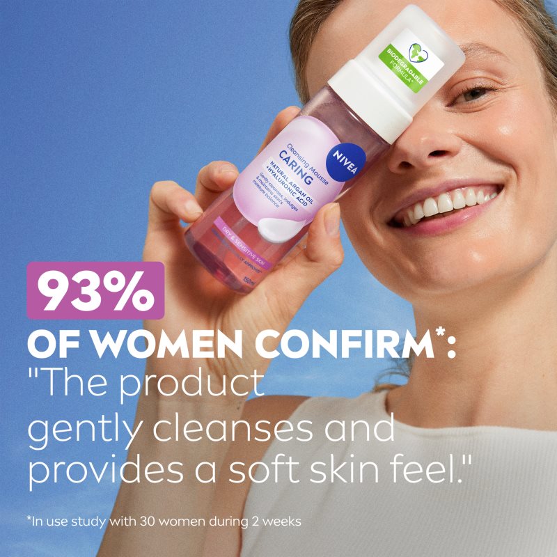 NIVEA Caring čistiaca pleťová pena pre suchú až citlivú pleť 150 ml (obrázok 7)