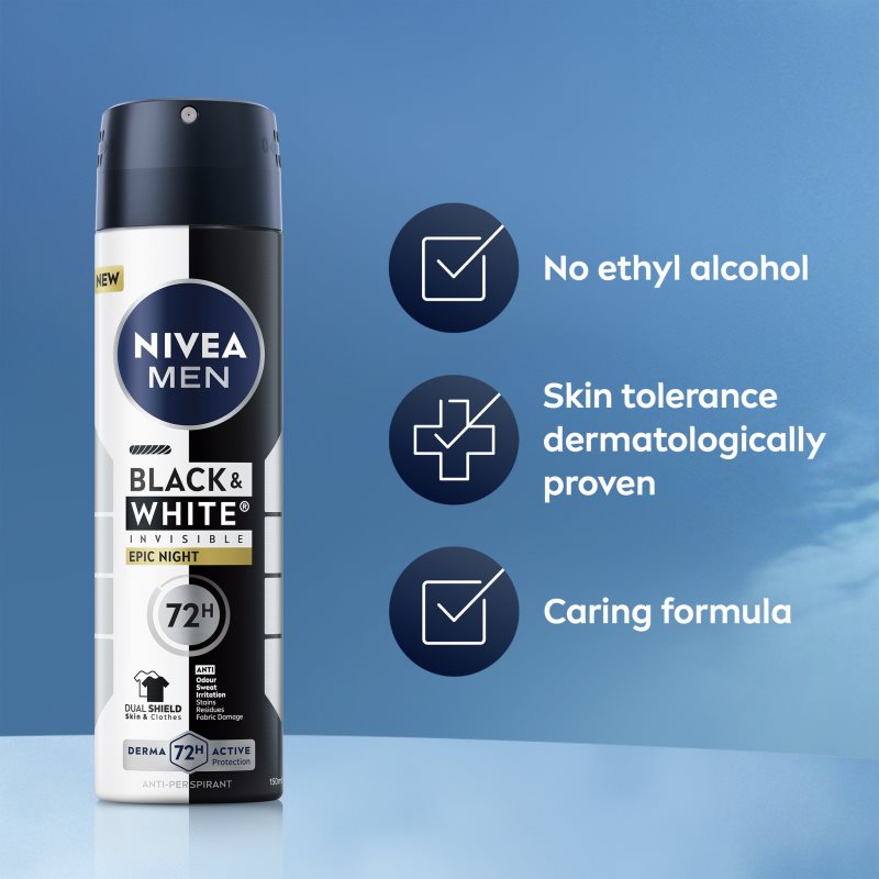NIVEA MEN Black & White Epic Night antiperspirant ve spreji pro muže 200 ml (obrázek 5)